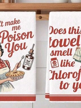 Red and White Retro Poison Kitchen Towels